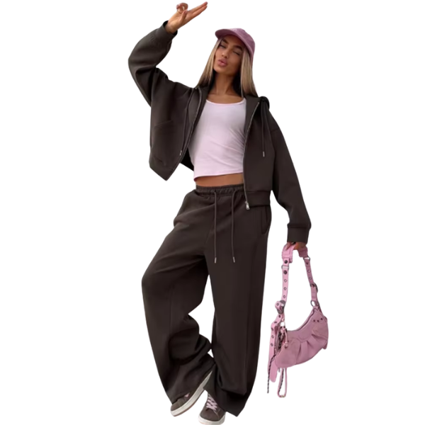 Conjunto Moletom Feminino Oversized com Zíper