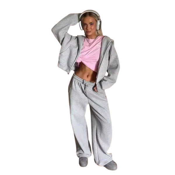Conjunto Moletom Feminino Oversized com Zíper