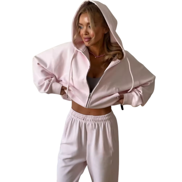 Conjunto Moletom Feminino Oversized com Zíper