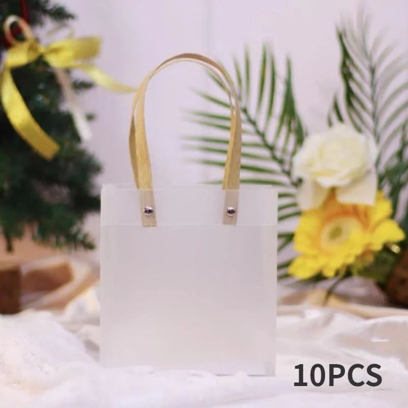 Kit 10 Sacolas Transparentes com Alça para Presentes