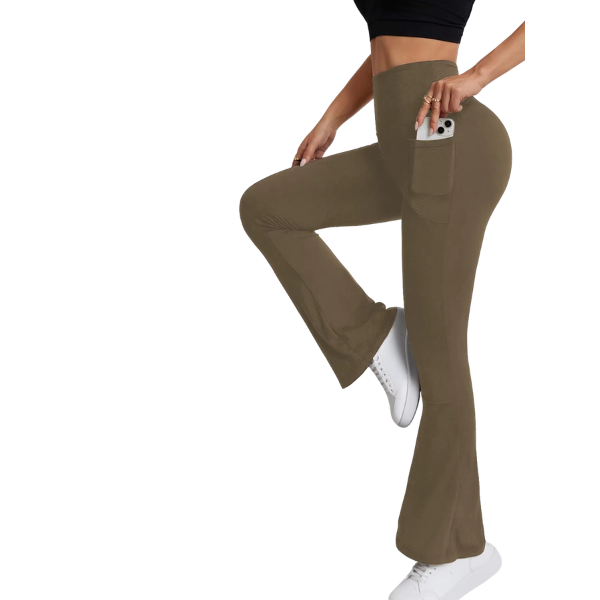 Legging Flare Feminina de Cintura Alta com Bolso