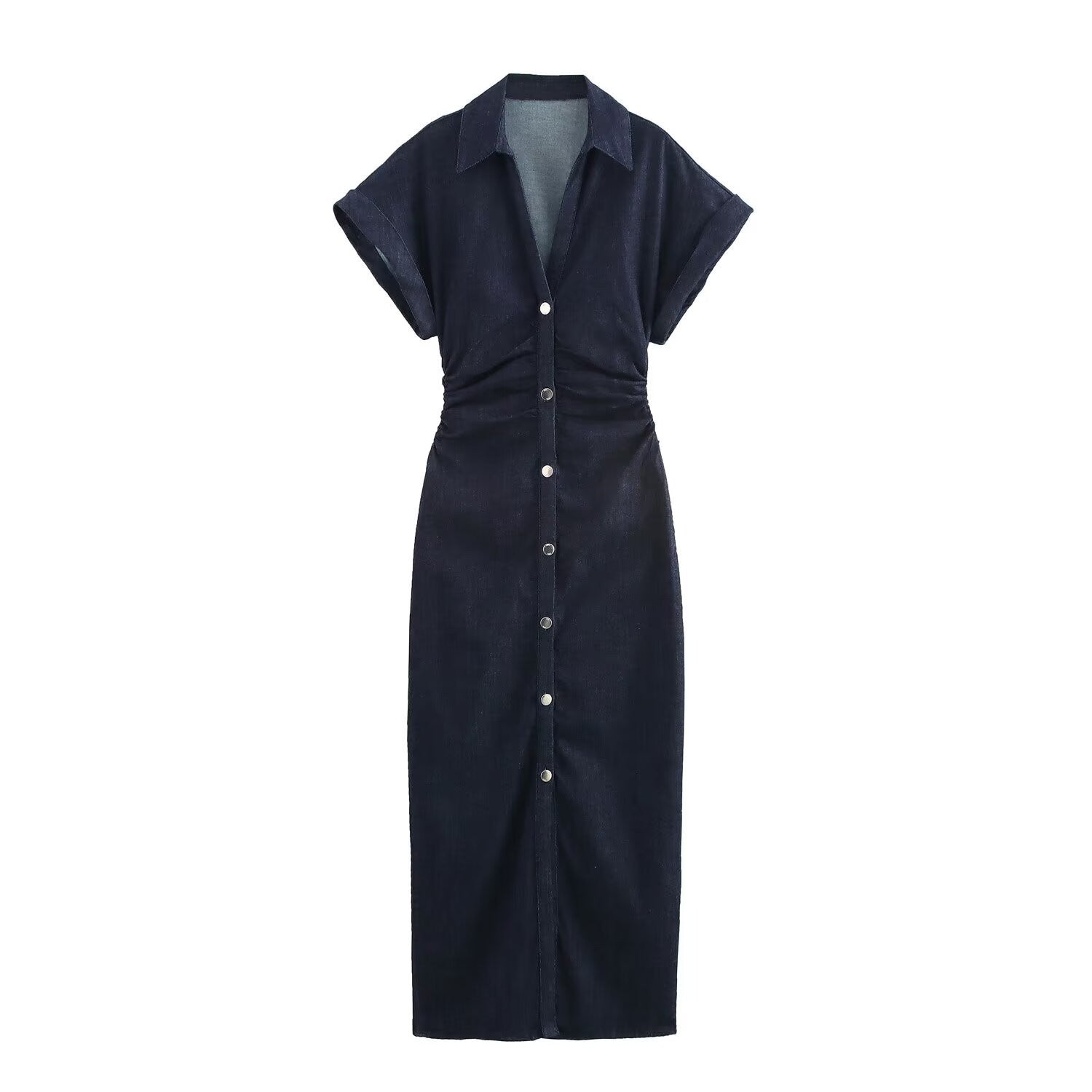 Vestido Midi Elegante com Botões Frontais