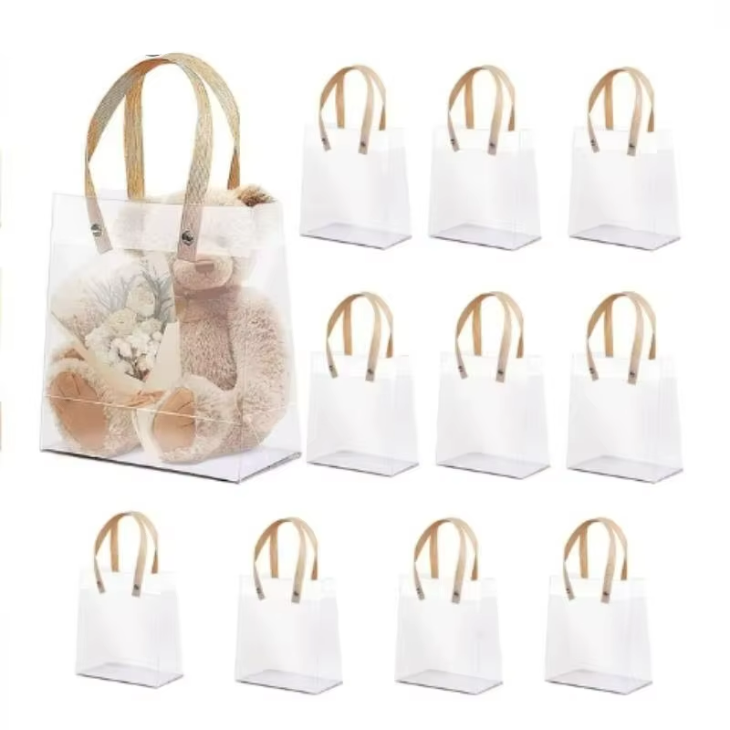 Kit 10 Sacolas Transparentes com Alça para Presentes