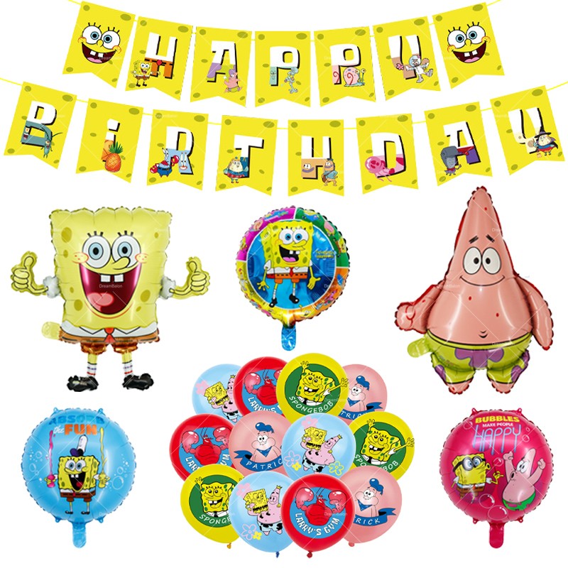 Kit Festa Bob Esponja com Balões e Faixa Decorativa